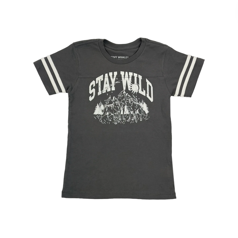Stay Wild Football Tee - Vintage Black by Tiny Whales