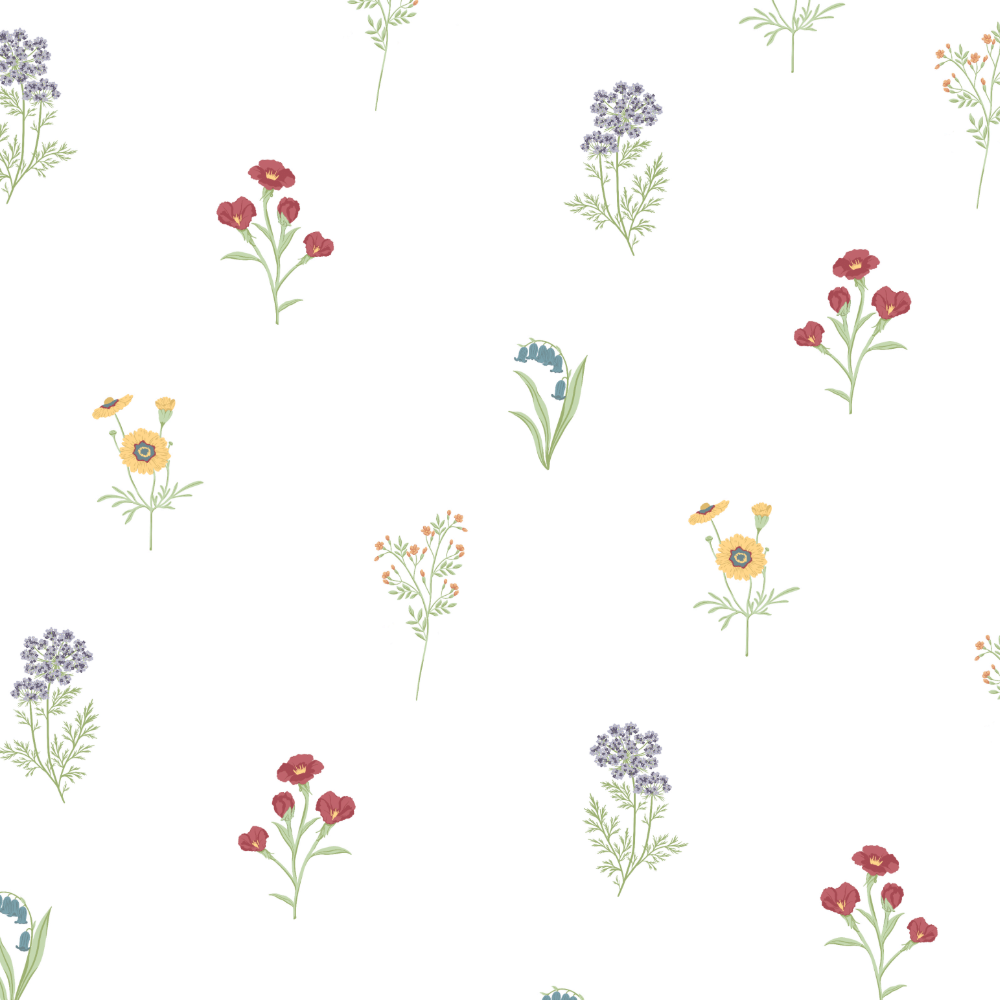 Pattern of small flowers on a white background