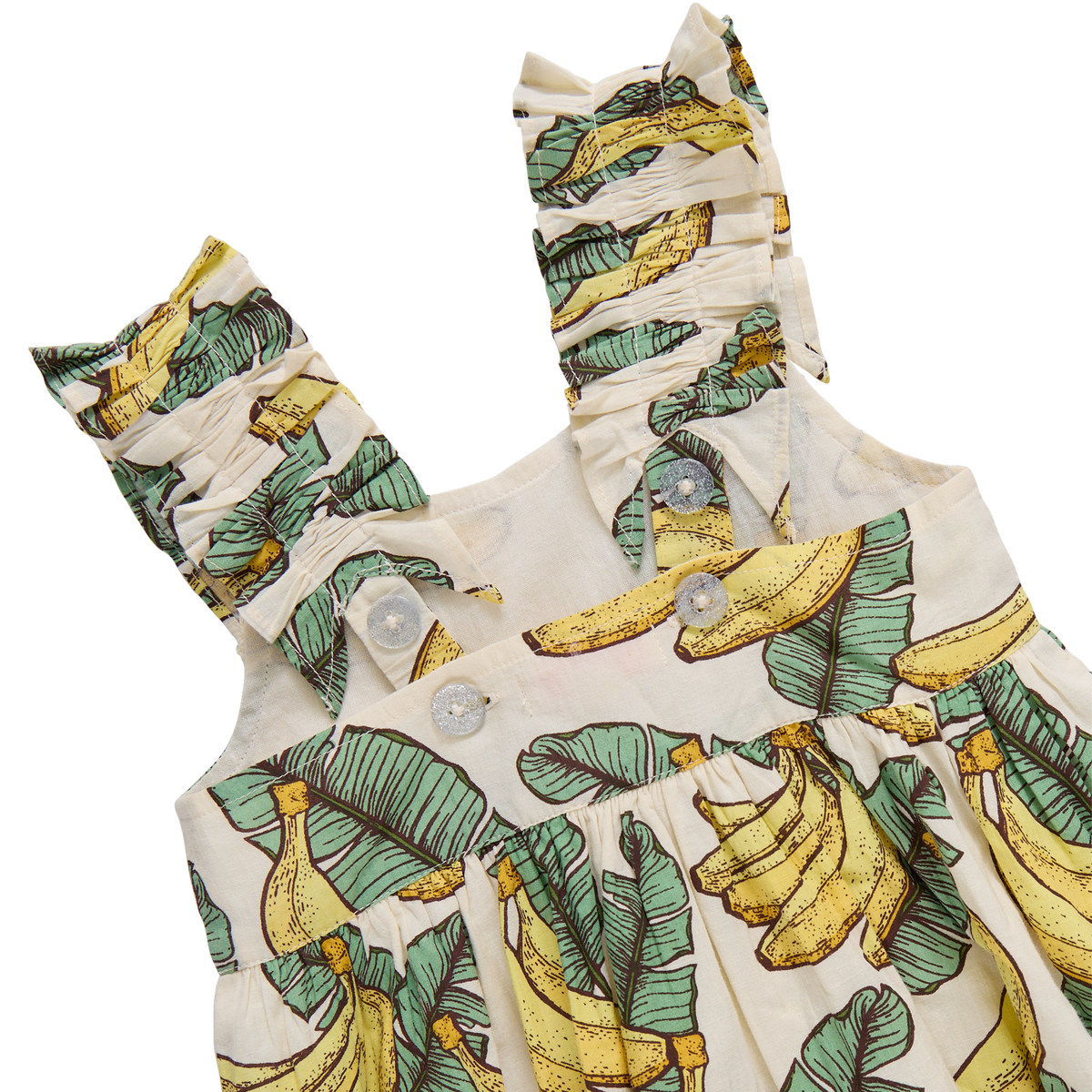 Vest with banana and leaf pattern on a white background