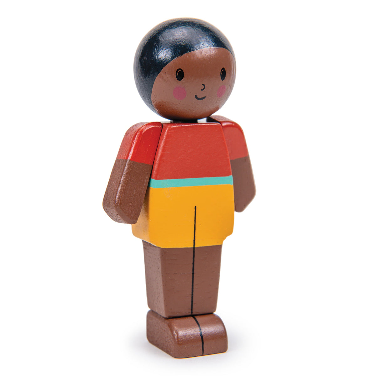 Colorful wooden toy figure on a white background