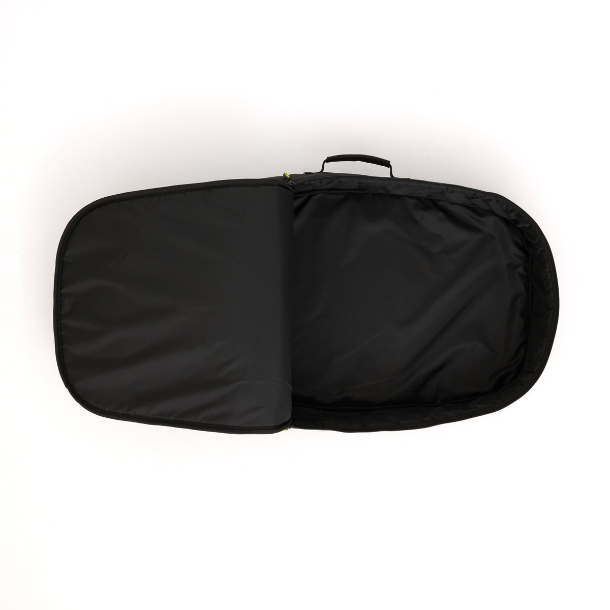 Black guitar case on a white background