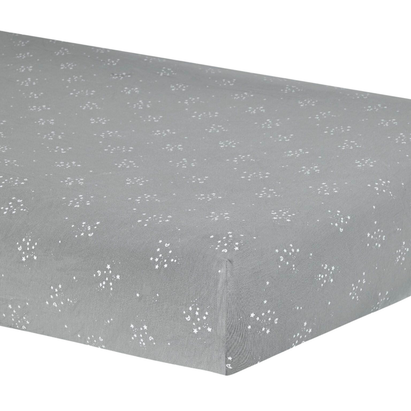 Bamboo Crib Sheet - Dusty Blue Twinkle by Quincy Mae