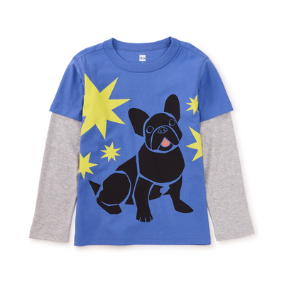 Frenchie Layered Sleeve Tee - Morning Glory by Tea Collection FINAL SALE