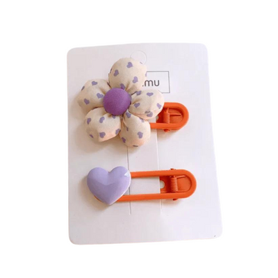 Fabric Flower Hair Clip Set by Miki Miette
