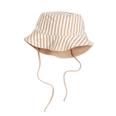 Reversible Sun Hat - Taupe Stripe by Petit Lem