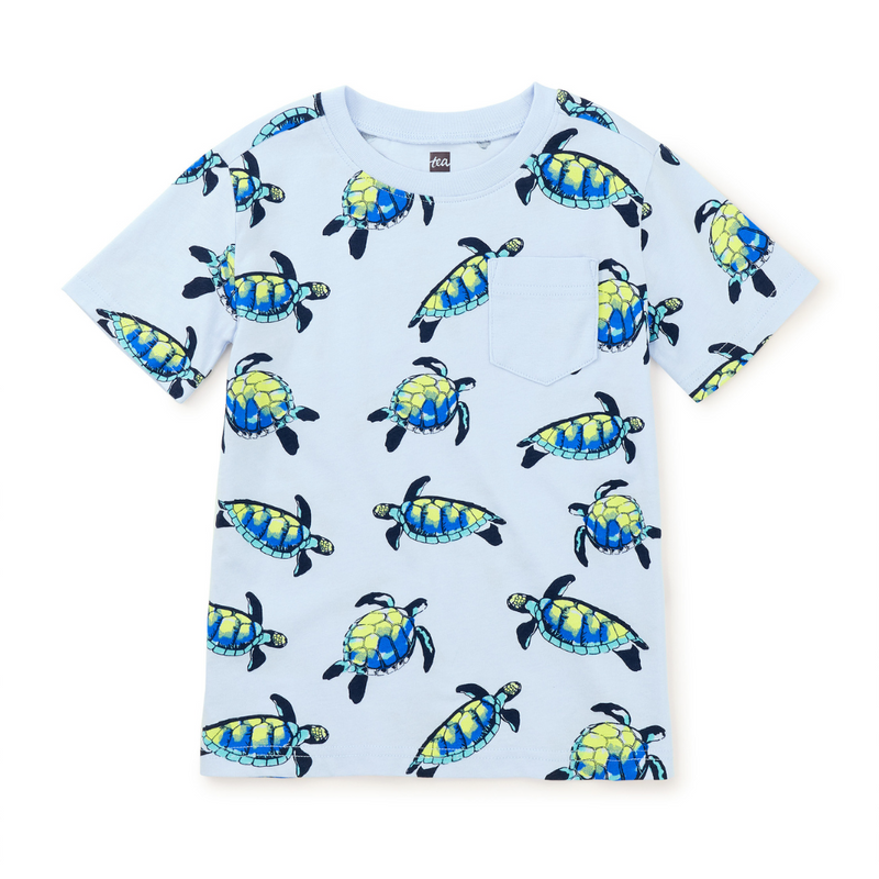 Printed Pocket Tee - Turtles by Tea Collection