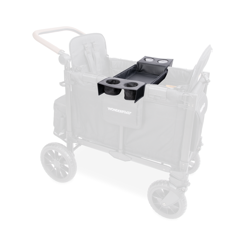 White folding cart with cup holders on a white background