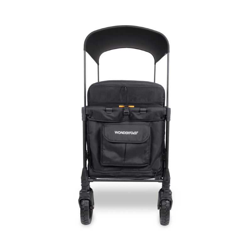 Black stroller with WonderFold logo on a white background
