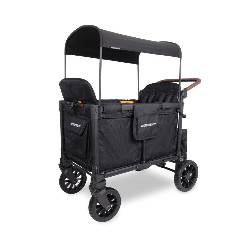 Black wagon with canopy on a white background