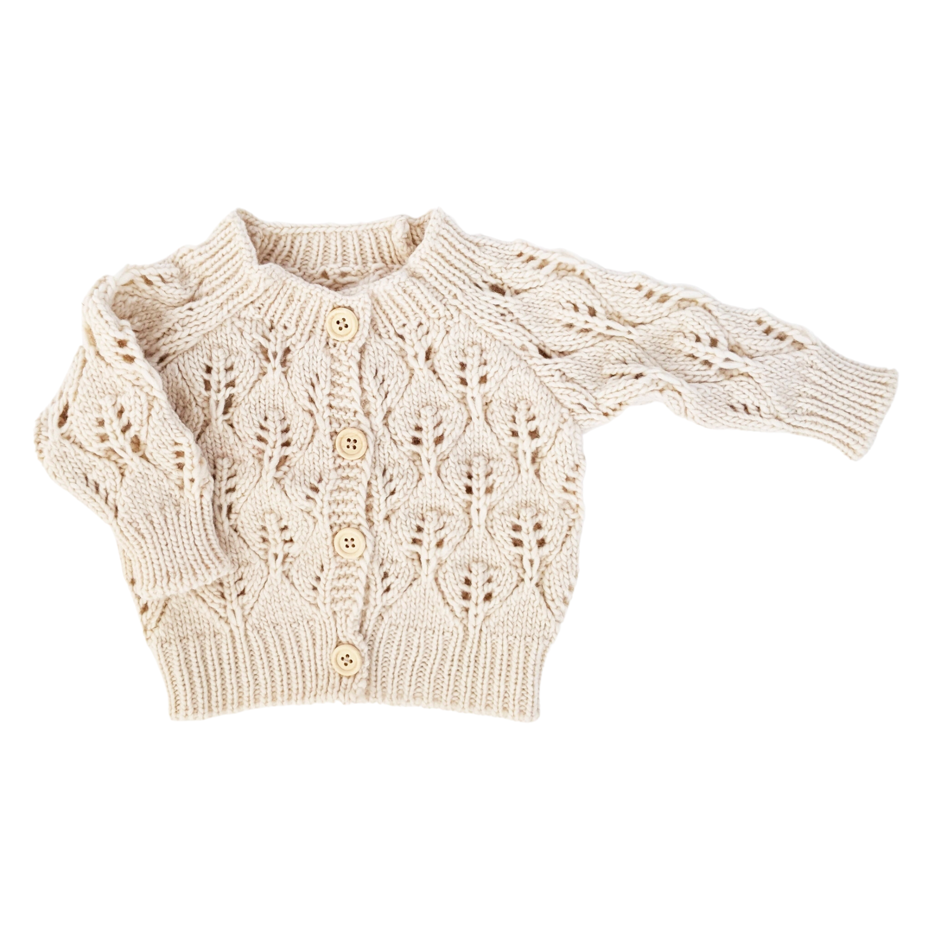 Leaf Lace Cardigan Sweater - Natural by Huggalugs – Pacifier Kids