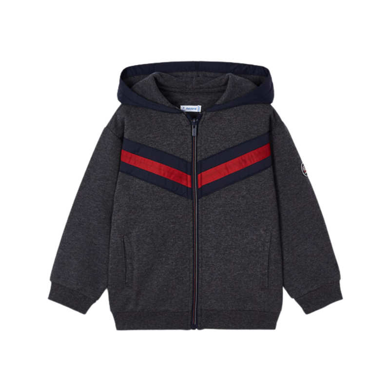 Mixed Hooded Jumper with Zipper - Asphalt by Mayoral FINAL SALE