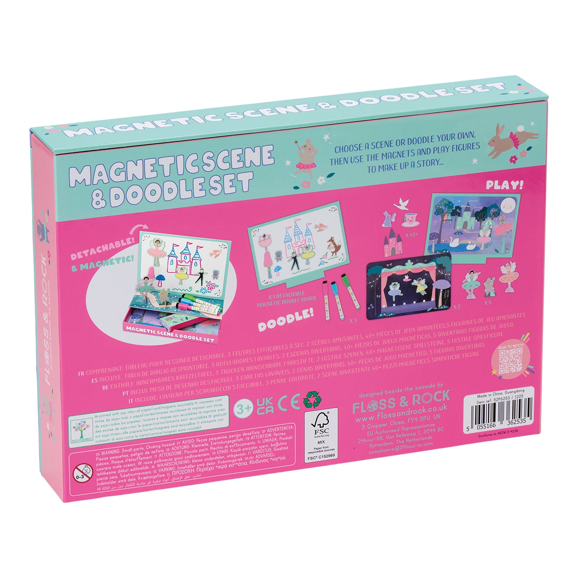 Box of a magnetic scene and doodle set with illustrations on a white background