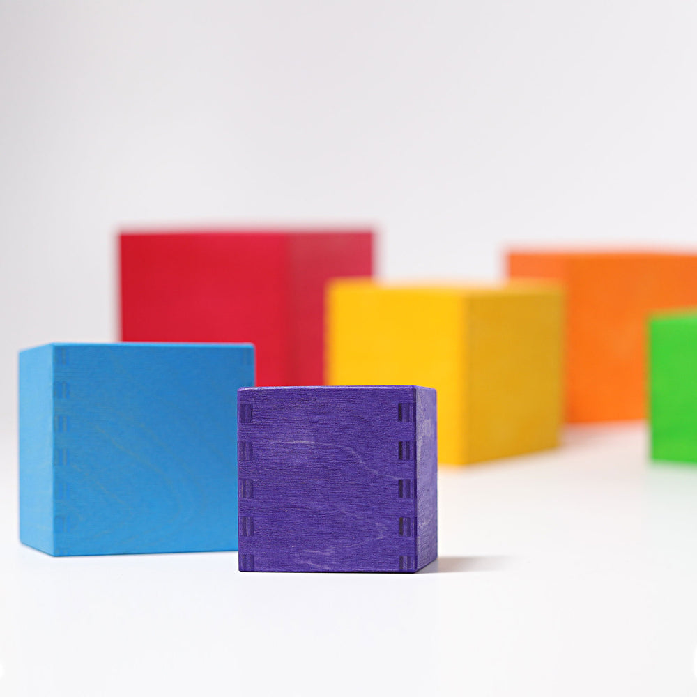 Colorful wooden blocks on a white background