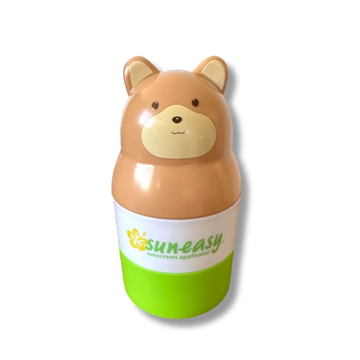 Cylindrical container with bear design and 'sun-easy' branding on a white background