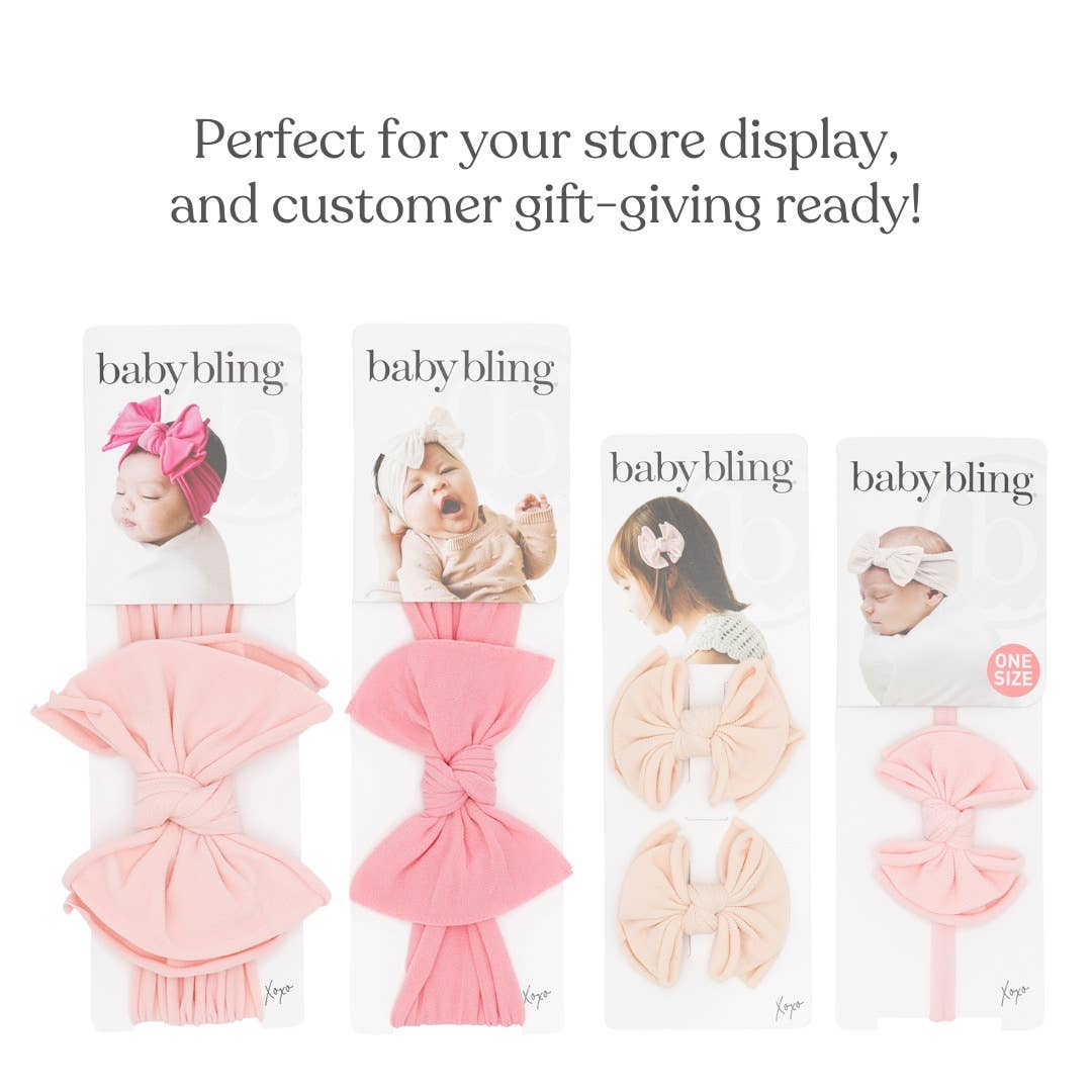 Babybling hair accessories packaging on a white background with text.