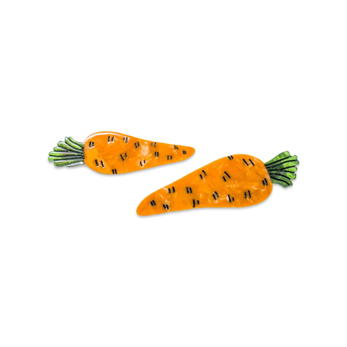 Two carrot-shaped catnip toys on a white background