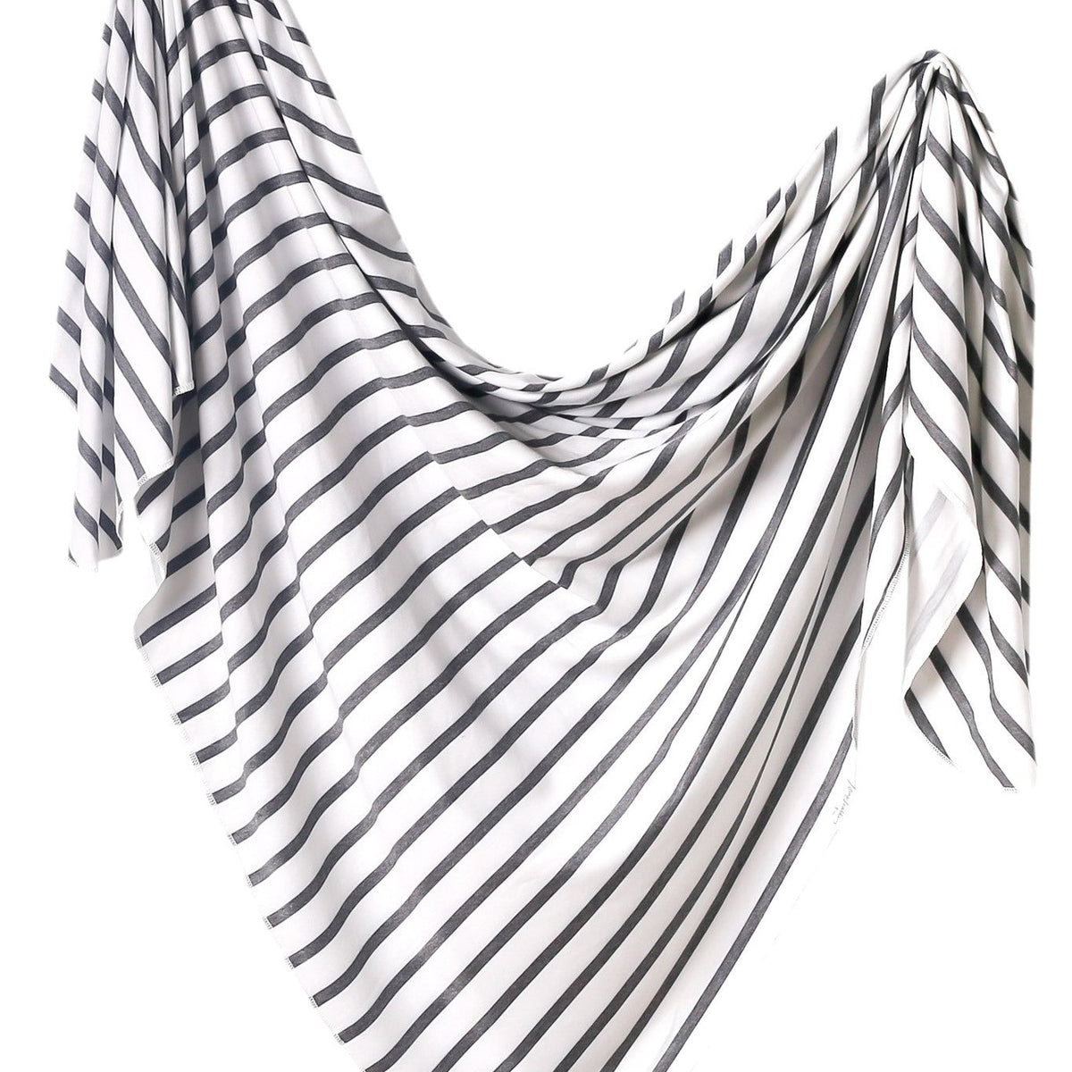 Black and white striped scarf on a white background