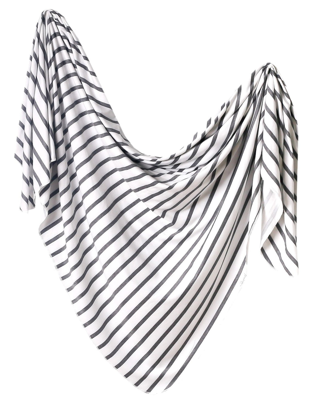 Black and white striped scarf on a white background