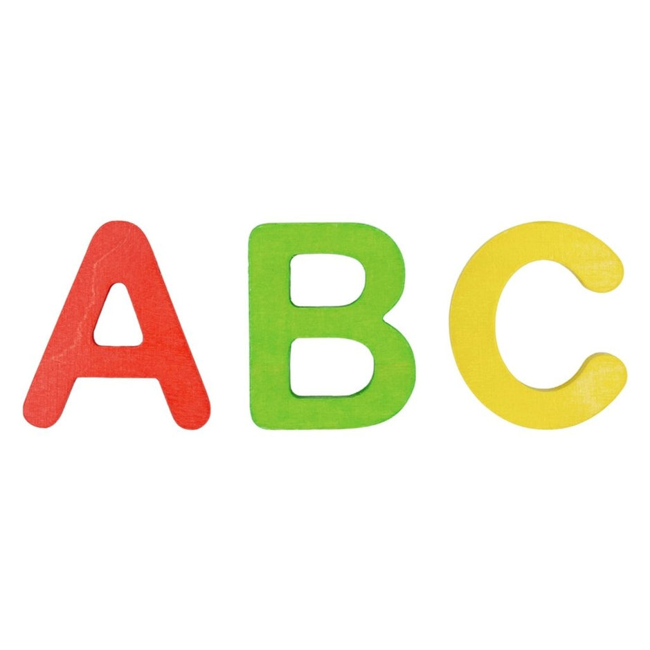 Colorful letters A, B, and C on a white background