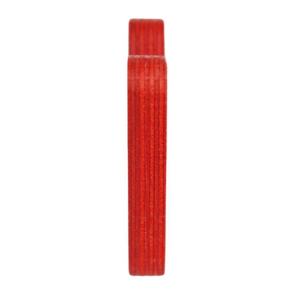 Red cylindrical object on a white background
