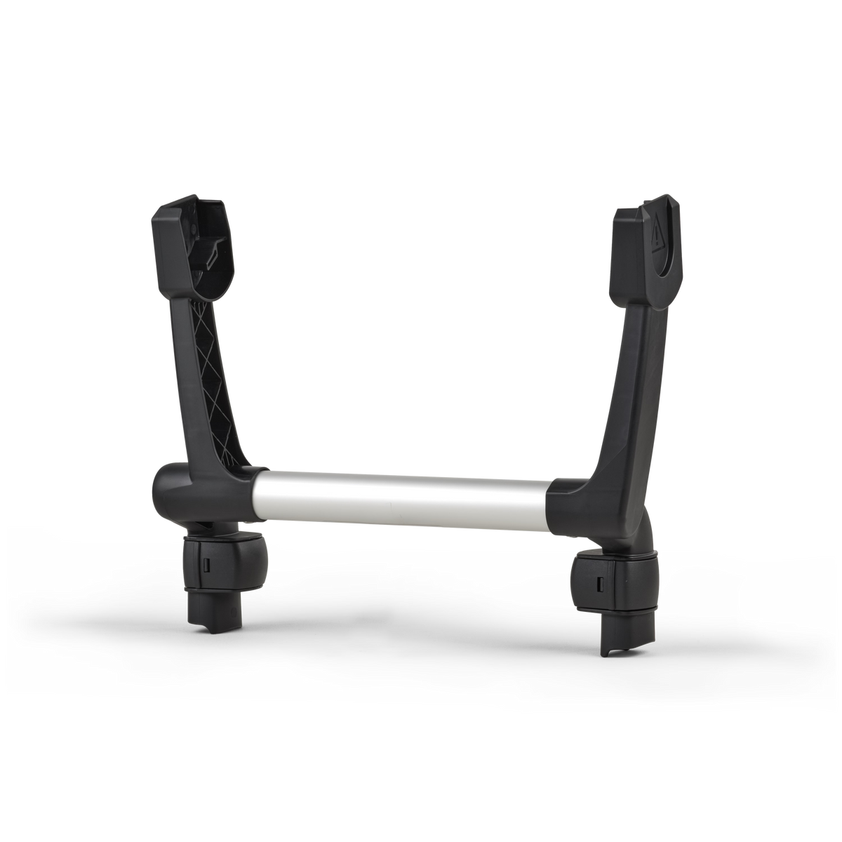 Black and silver bike stand on a white background