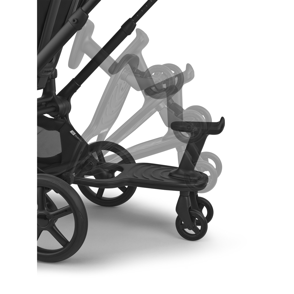 Black baby stroller on a transparent background