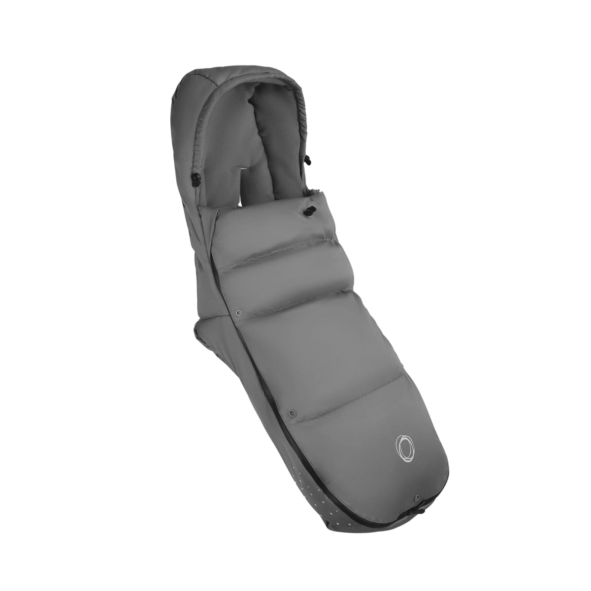 Gray baby stroller footmuff on a white background
