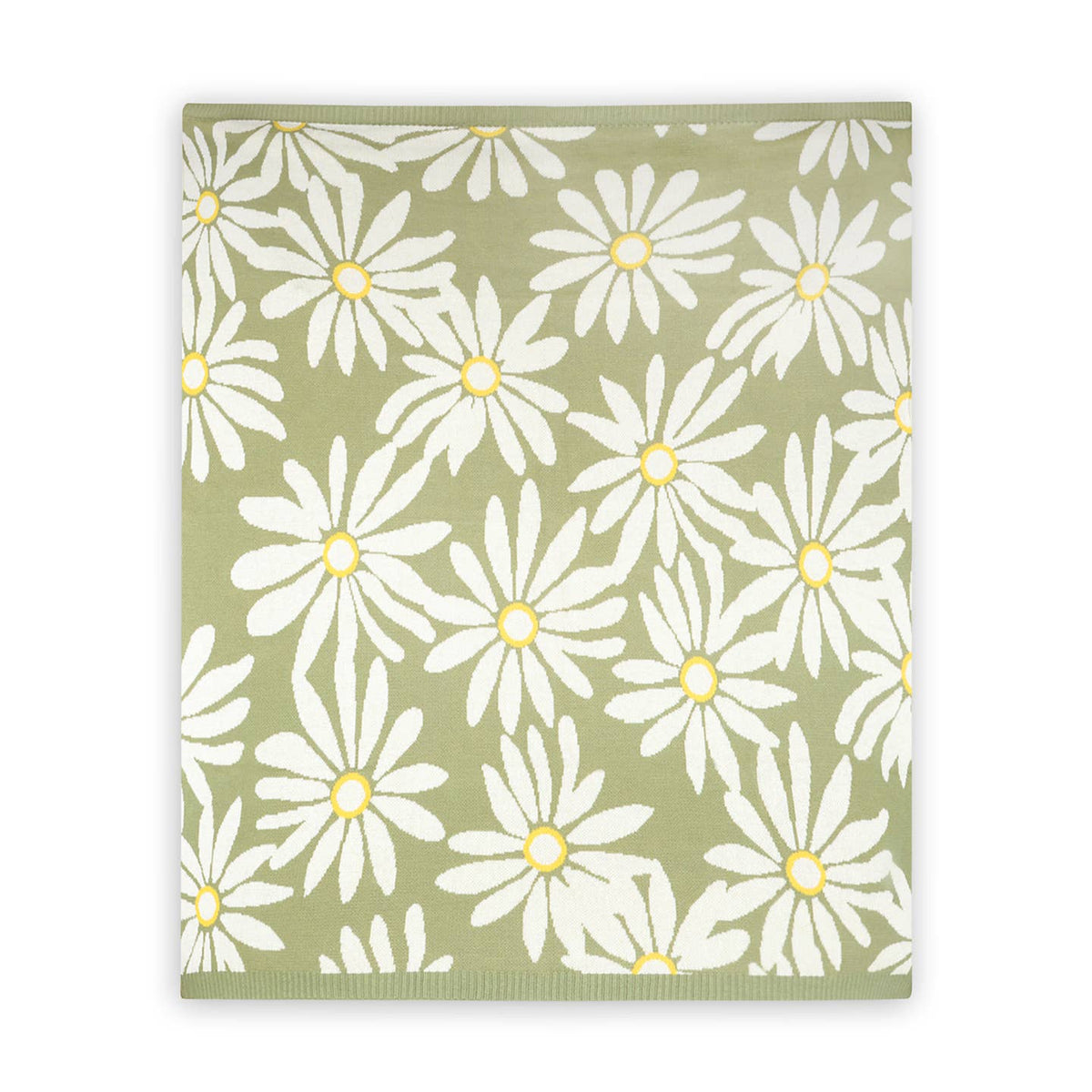 Floral patterned fabric with white flowers on a green background
