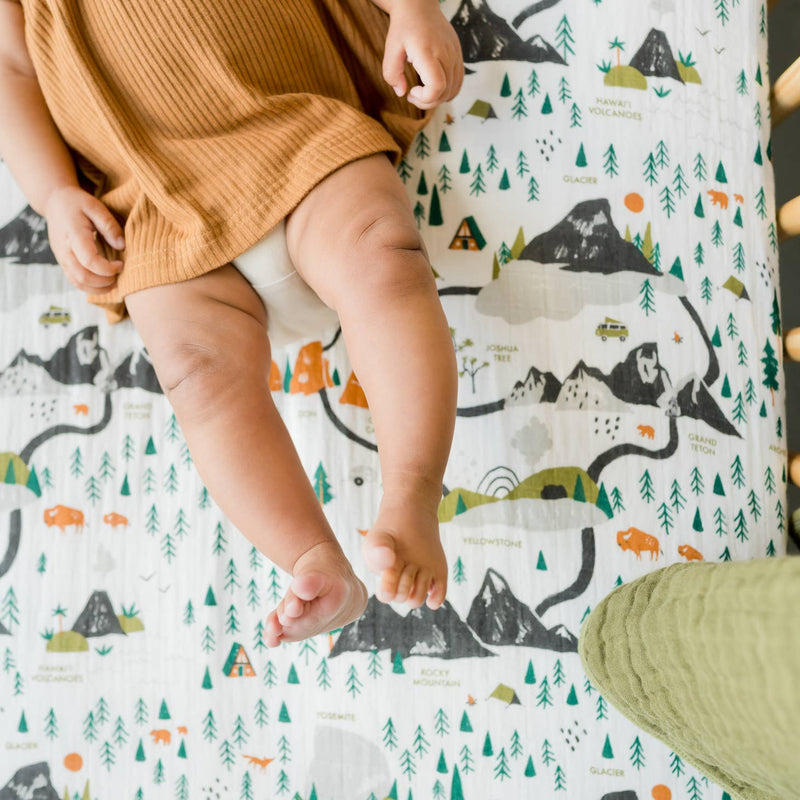Cotton Muslin Crib Sheet - National Parks by Clementine Kids
