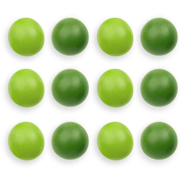Grid of green spheres on a white background