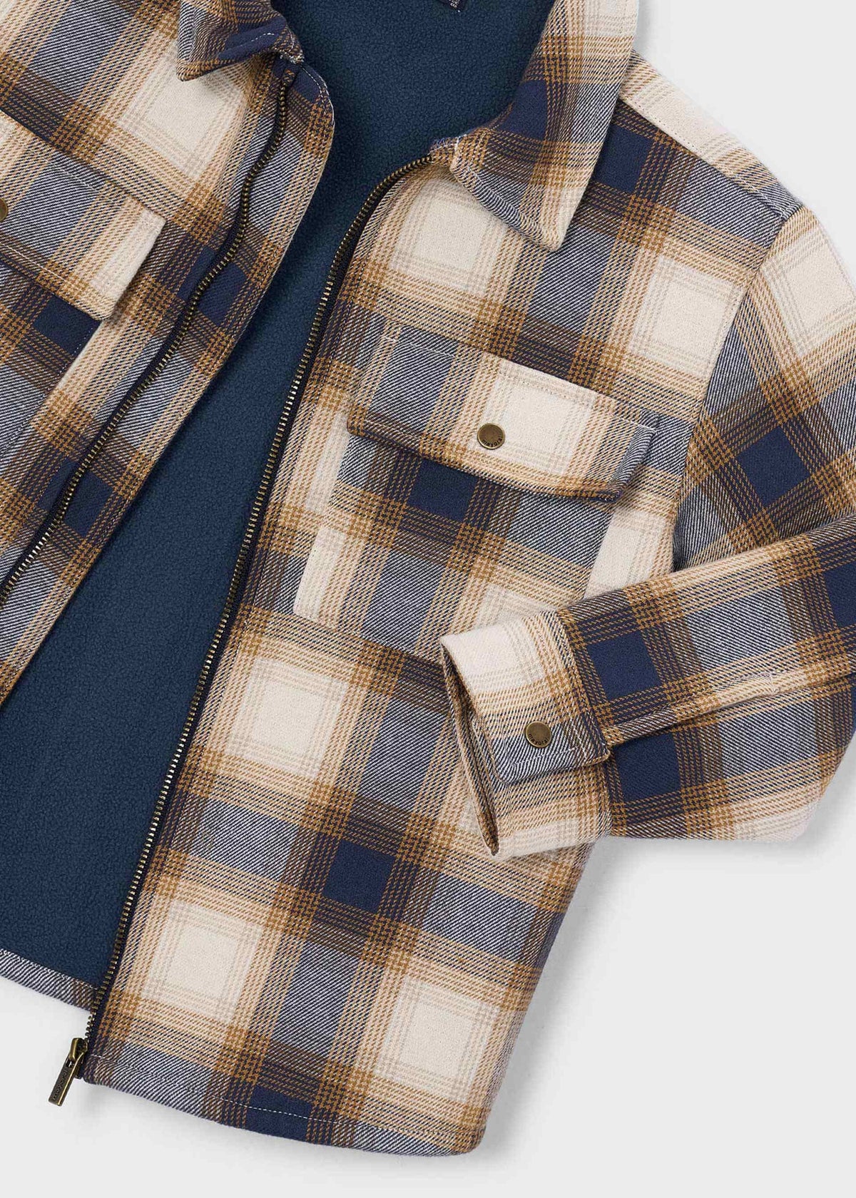 Plaid jacket with a zipper on a white background