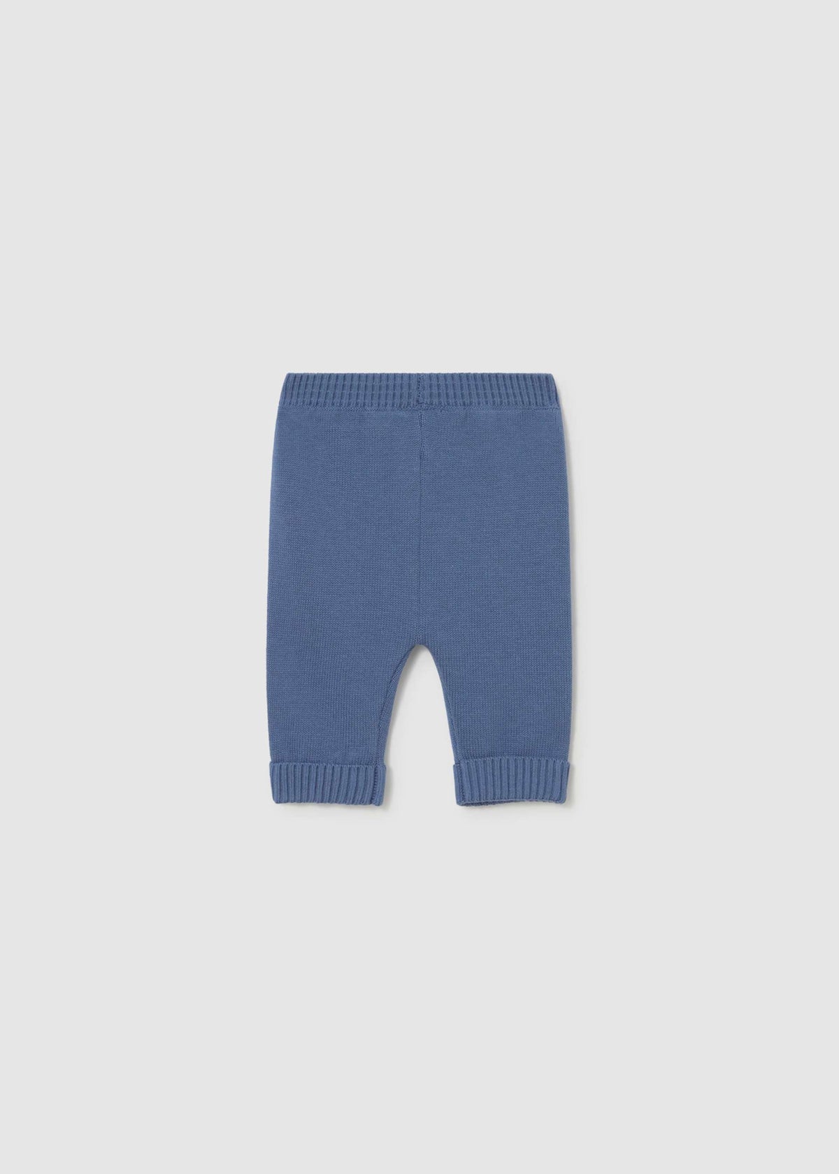 Blue baby pants on a light gray background