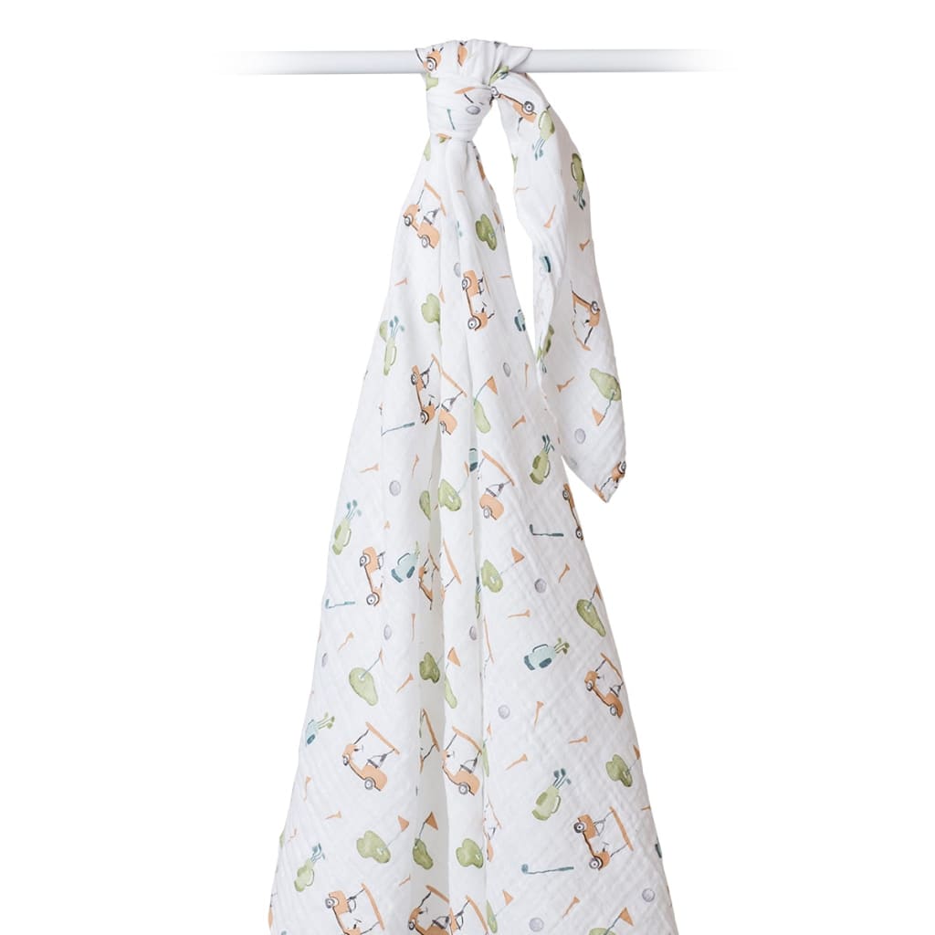 Baby swaddle with animal pattern on a white background