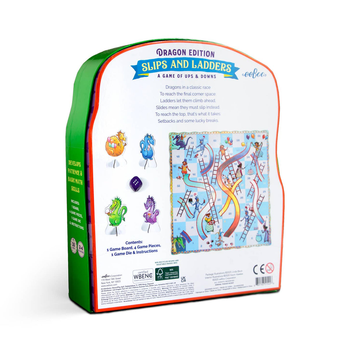 Dragon Edition Slips and Ladders game packaging on a white background