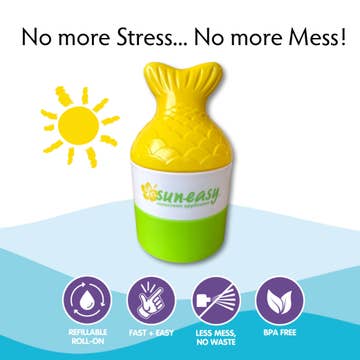 Yellow and green product with SunEasy branding on a blue and white background