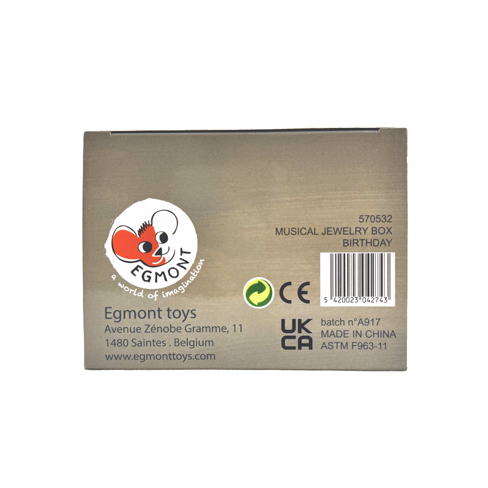Egmont toys musical jewelry box packaging with branding and product details.
