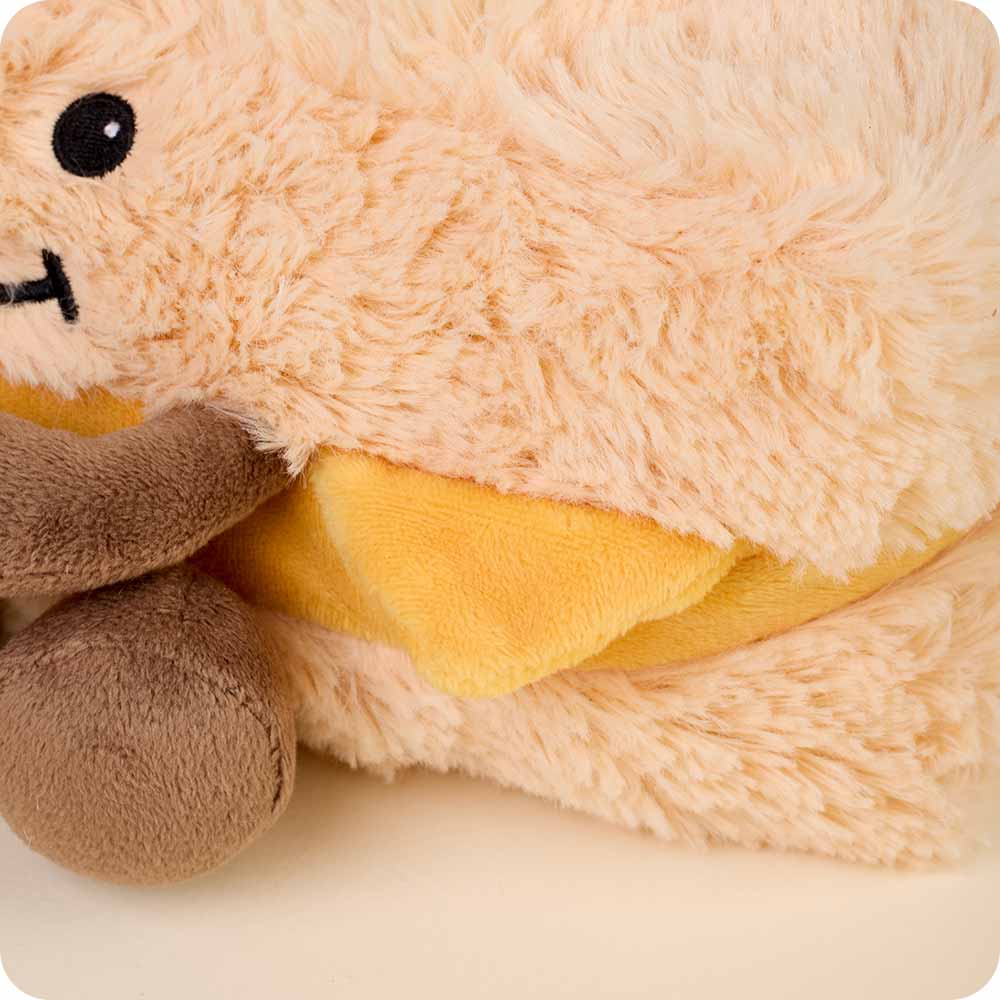 Close-up of a plush toy with a neutral background