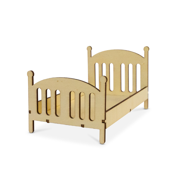 Wooden bed frame on a white background