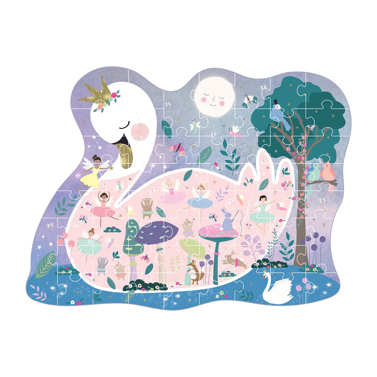 Children's puzzle with a swan design on a white background