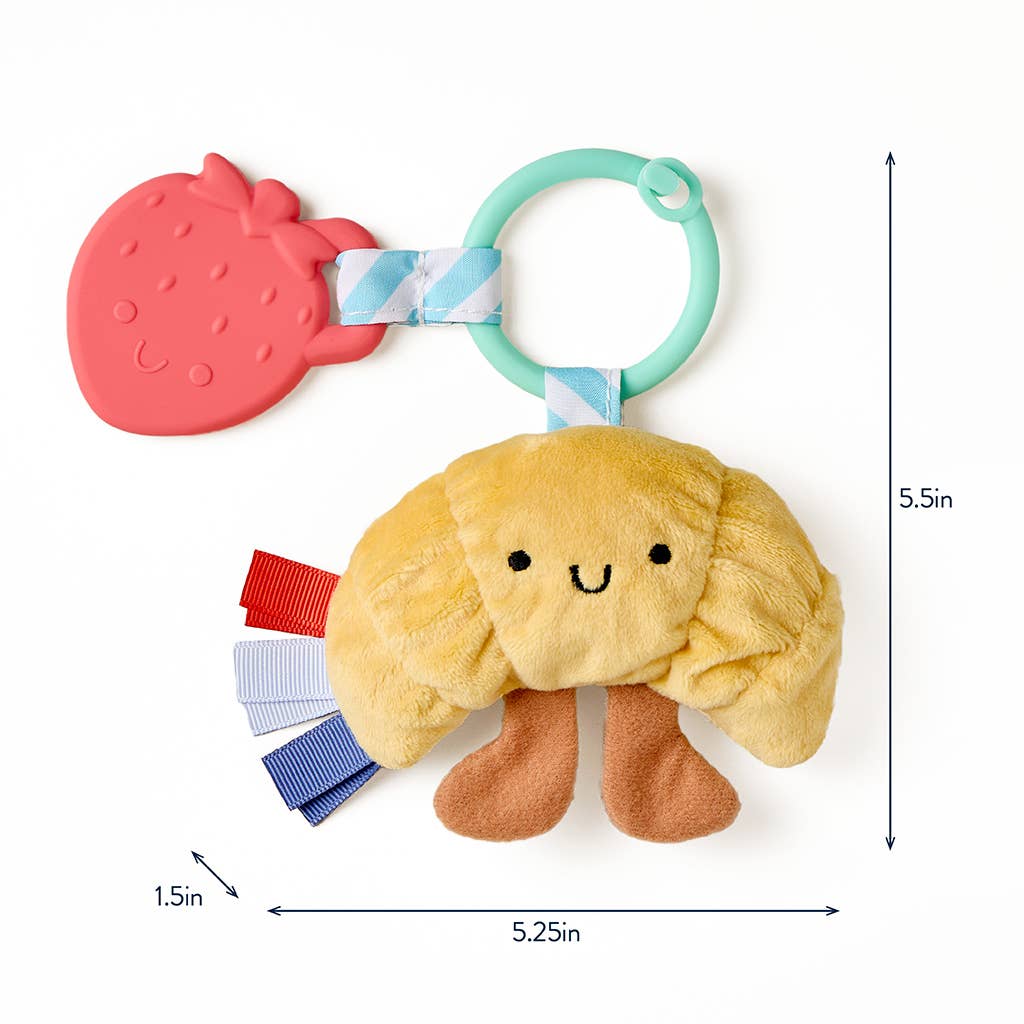 Plush toy with a teether and keychain on a white background
