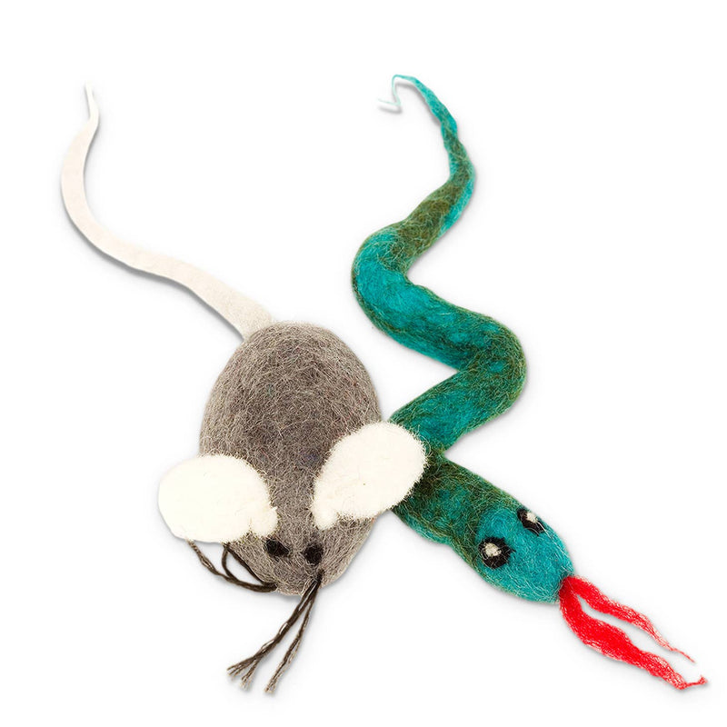 Snake and Mouse Wool Cat Toy - Pack of 2 by Dharma Dog Karma Cat