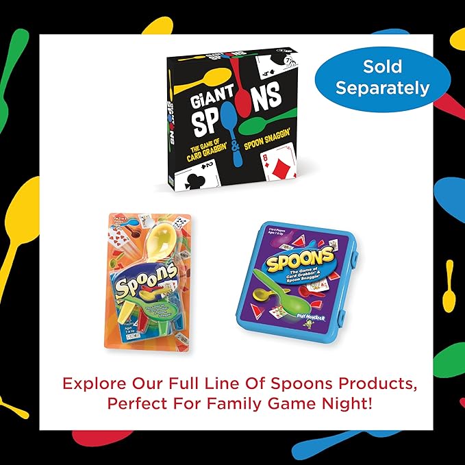Giant Spoons game packaging with colorful design elements on a white background