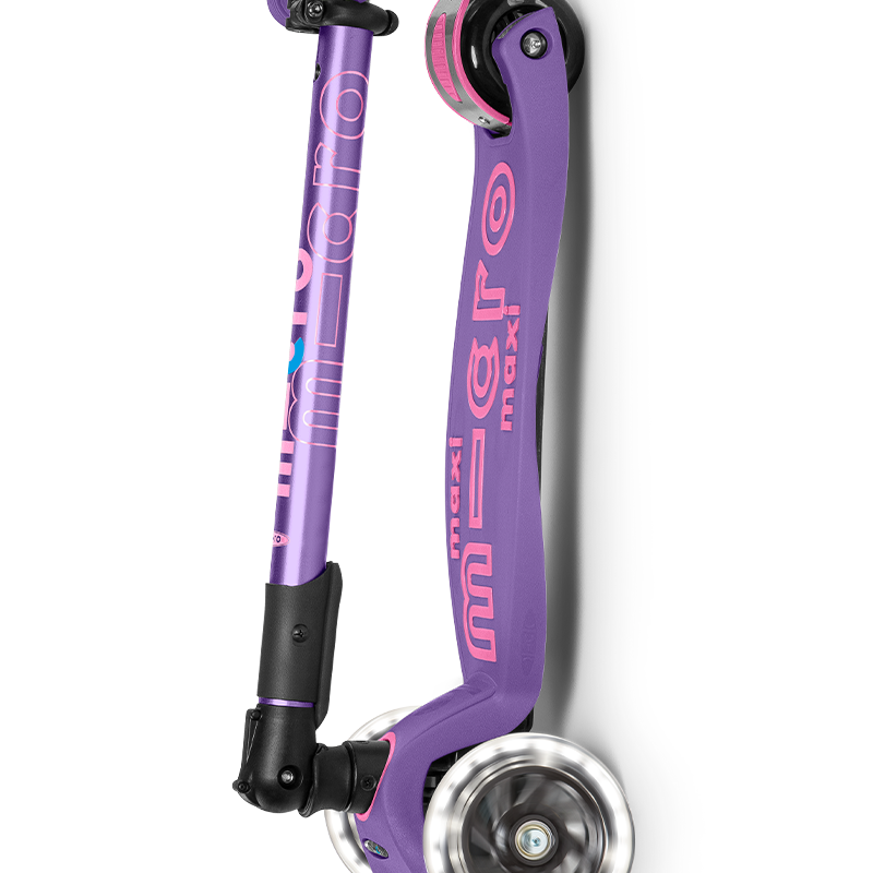 Purple scooter with pink accents on a white background