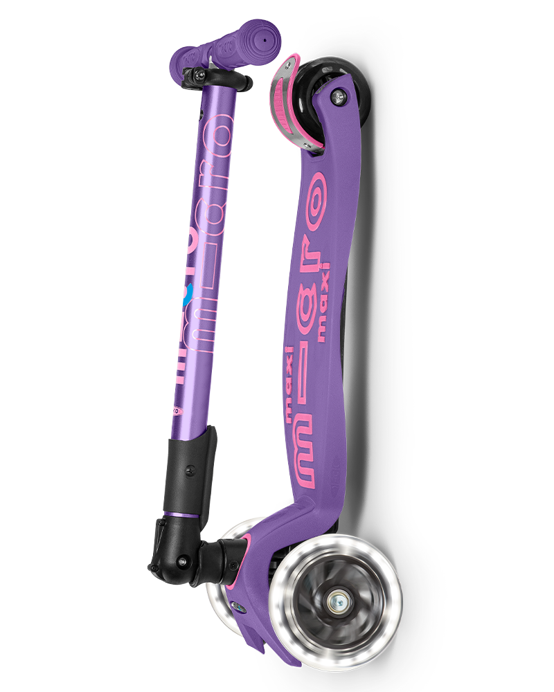 Purple scooter with pink accents on a white background