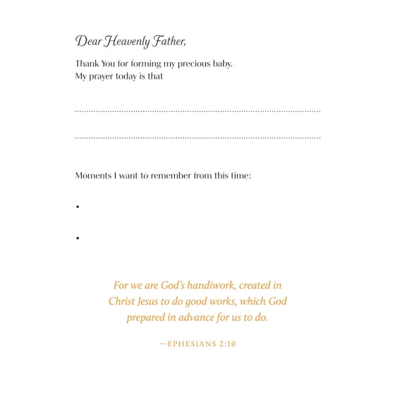 Prayer card with colorful banner at top and bottom, and text space for personal prayer.