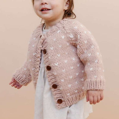 Sawyer Hand Knit Cardigan Sweater - Blush by The Blueberry Hill