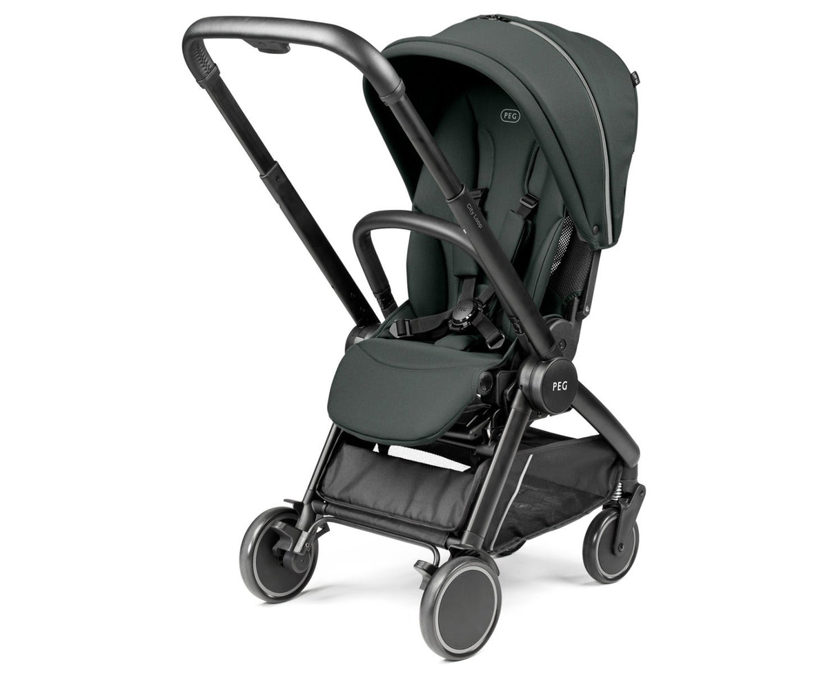 Black stroller on a white background