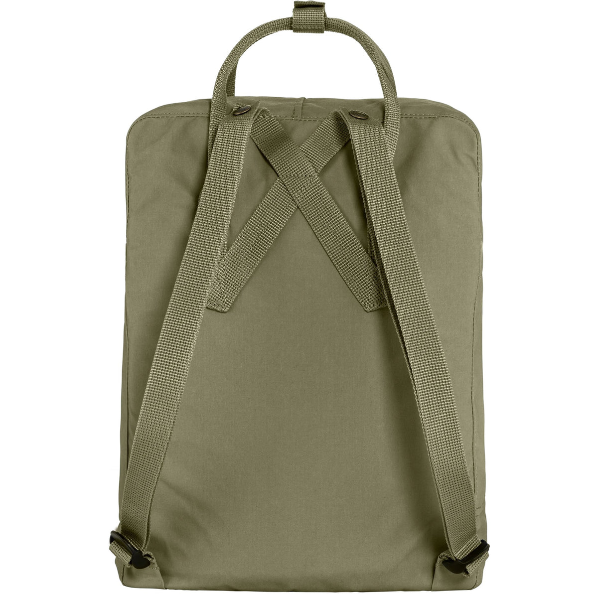 Green backpack with straps on a white background