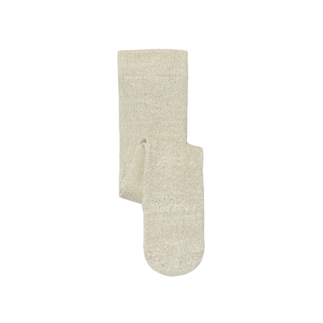 Pair of beige socks on a white background