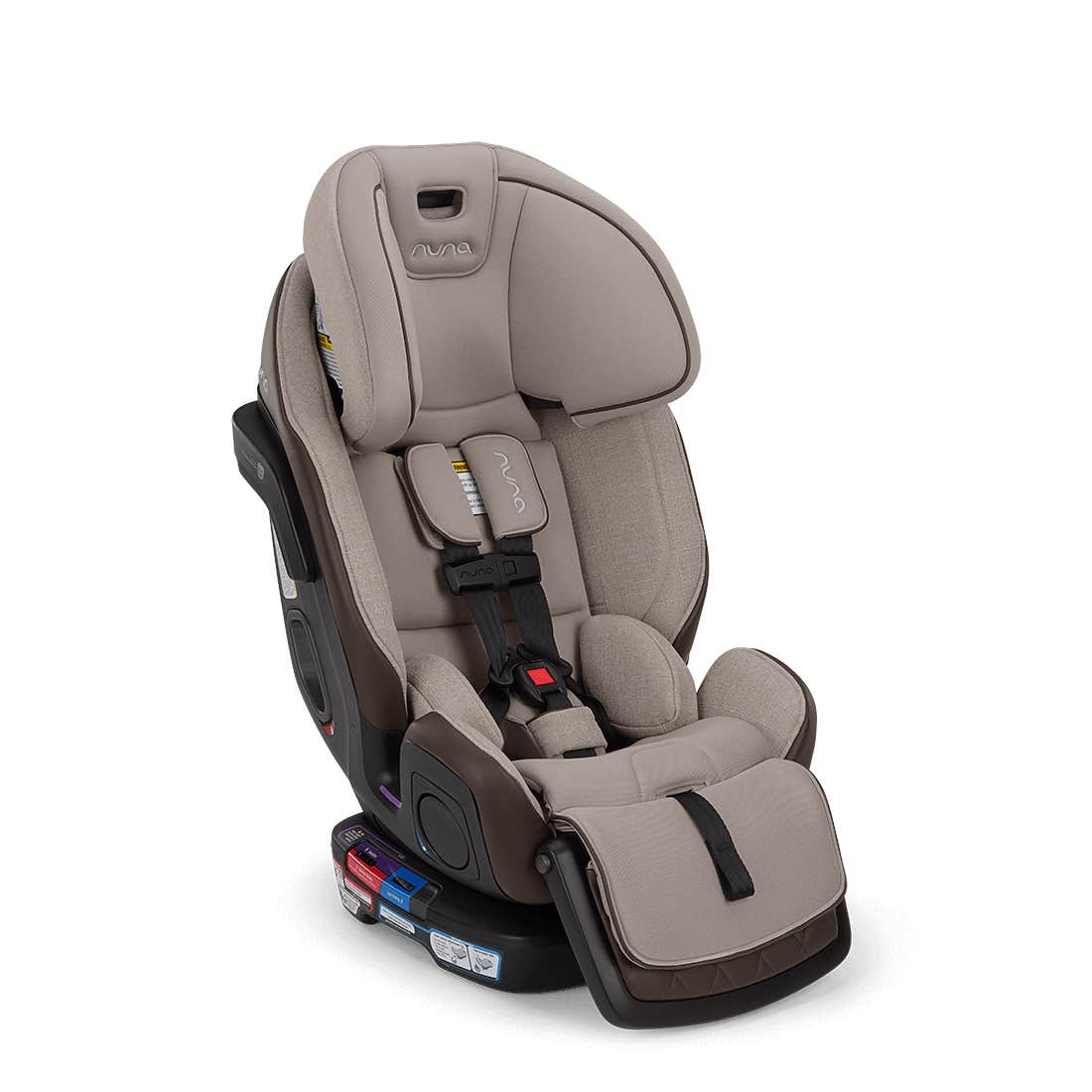 Beige and brown car seat on a white background